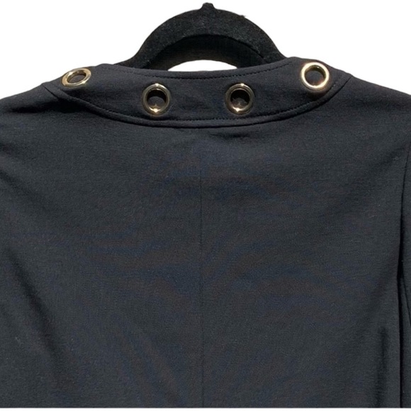 🌻Black Tailored Magaschoni Collection Jacket with Gold Circle Grommets Size 6 - Picture 8 of 11